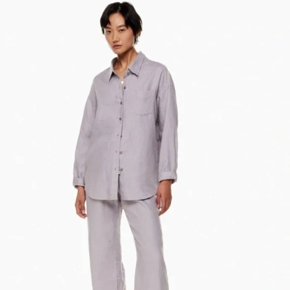Aritzia Wilfred Free Drawstring Pants & Button Down Shirt Set - Lavender Linen